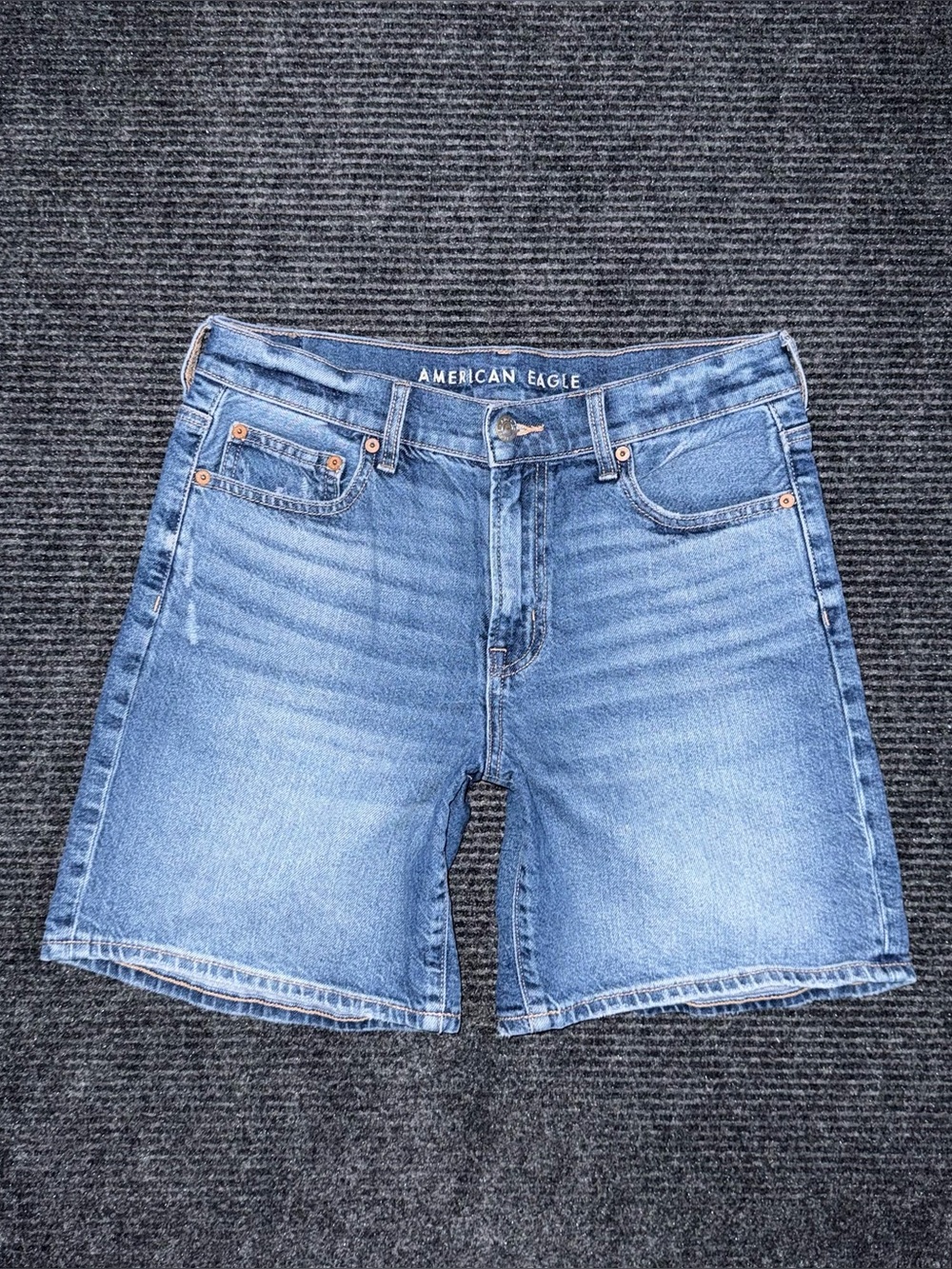 American Eagle Shorts Women 4 Blue Perfect Bermuda Strigid Denim Mid Thigh Retro